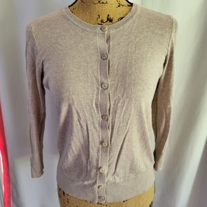FINAL PRICE! Ann Taylor LOFT Knitted Biege Button-up Cardigan with Ribbed Collar